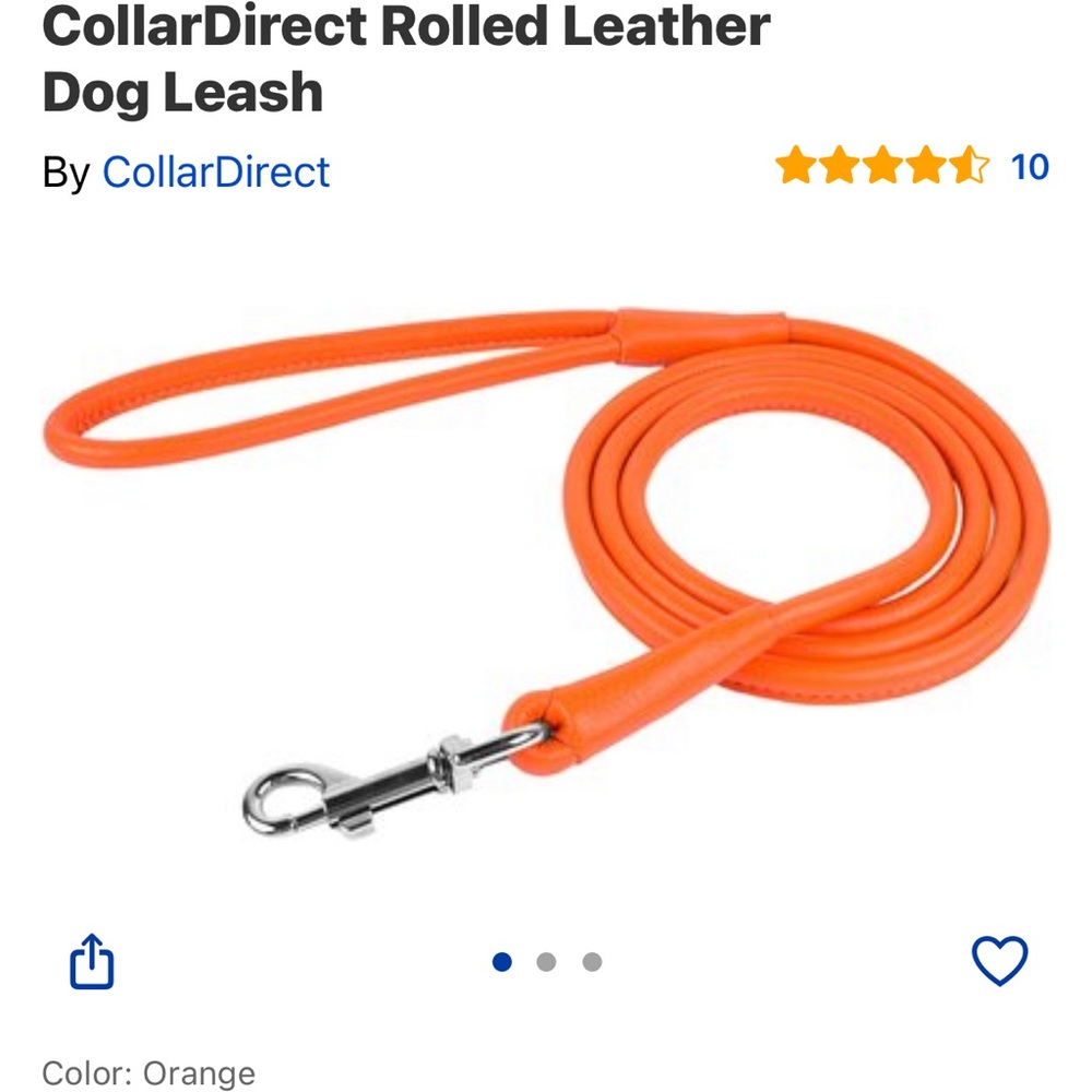 Collardirect rolled leather orange leash size small 6ft